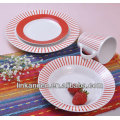 KC-00158/porcelain dinner set /red stripe lace